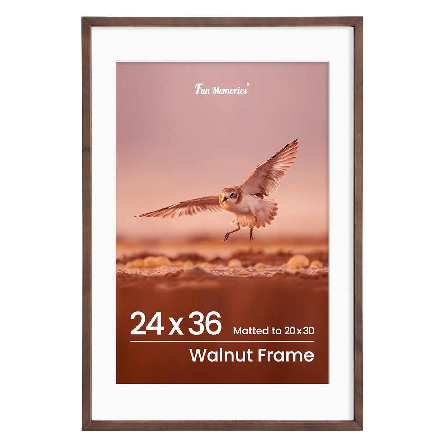 Shelfloft 15 Sizes Walnut Wooden Poster Frames Picture Frame for Wall with Tempered Glass