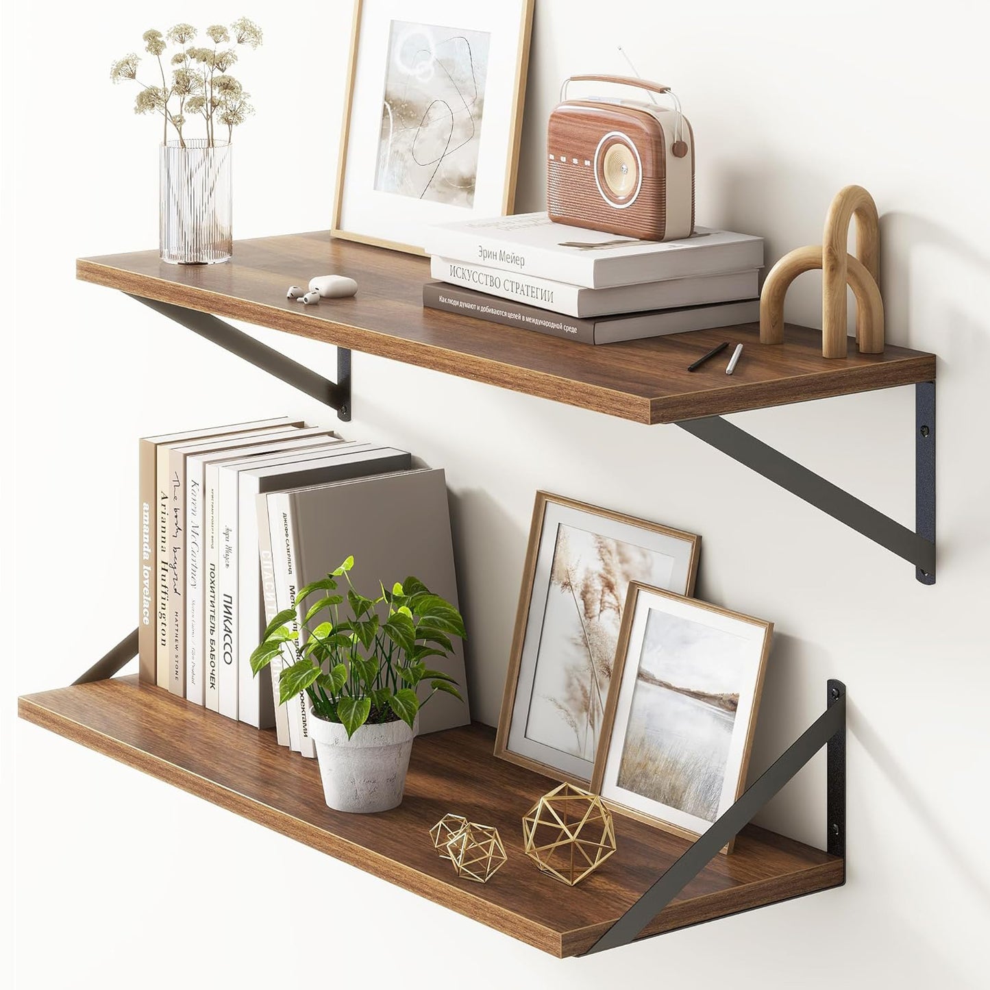 ShelfLoft 12 Inch Deep Wall Display&Storage Floating Shelves with Visible Brackets