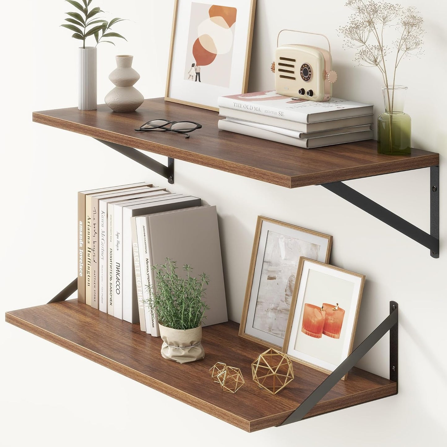 ShelfLoft 12 Inch Deep Wall Display&Storage Floating Shelves with Visible Brackets