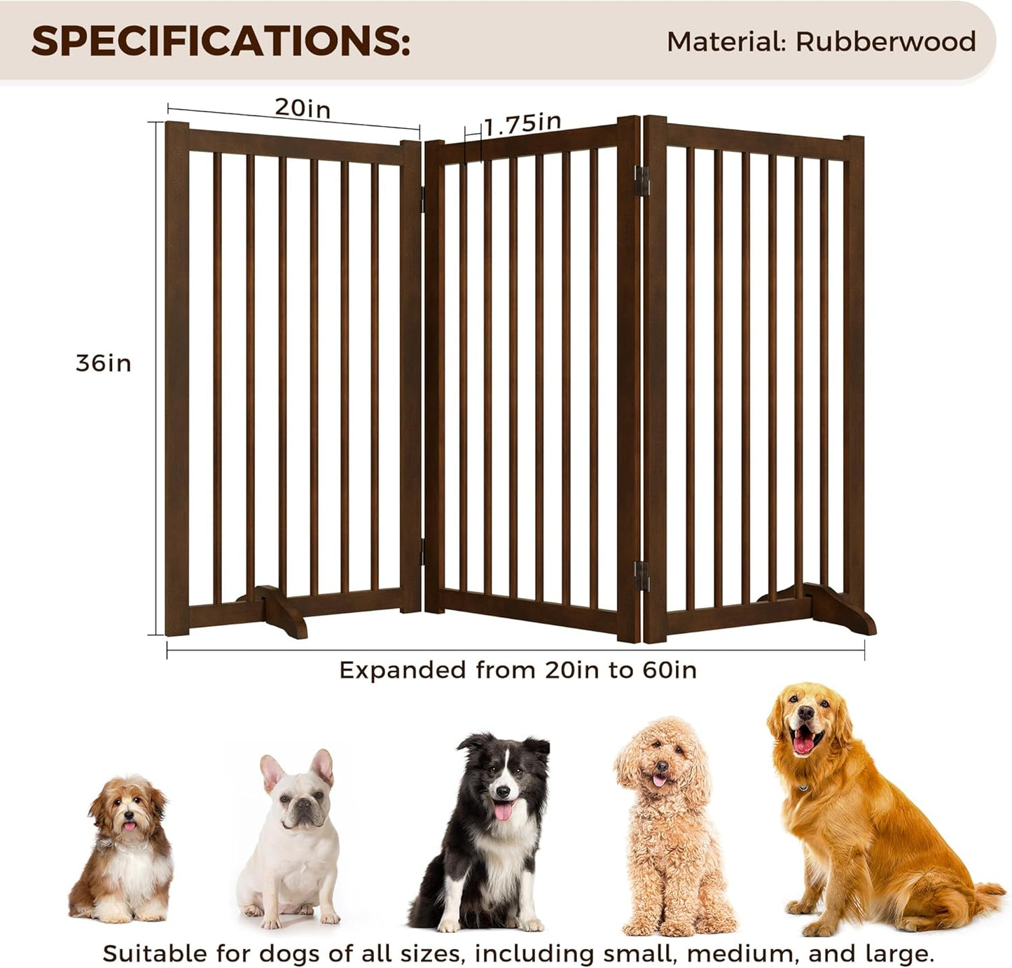 ShelfLoft Solid Wood Freestanding Pet Gate