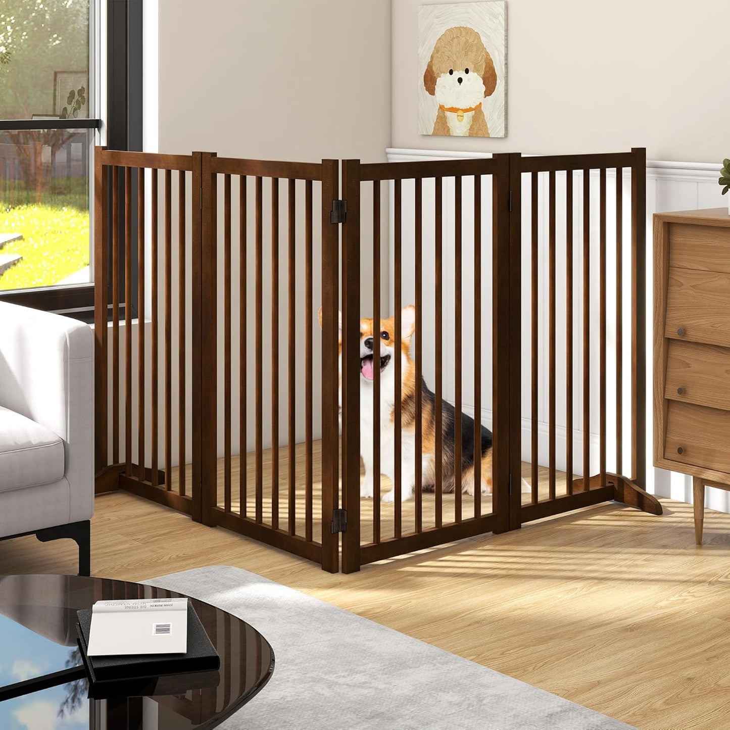 ShelfLoft Solid Wood Freestanding Pet Gate