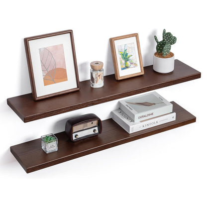 ShelfLoft 8"D x 1.2"H Walnut Rustic American Ash Wood Floating Shelves