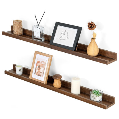 ShelfLoft 5.5"D x 2"H Walnut Picture Ledge Shelf Wall Display Floating Shelves with Lip