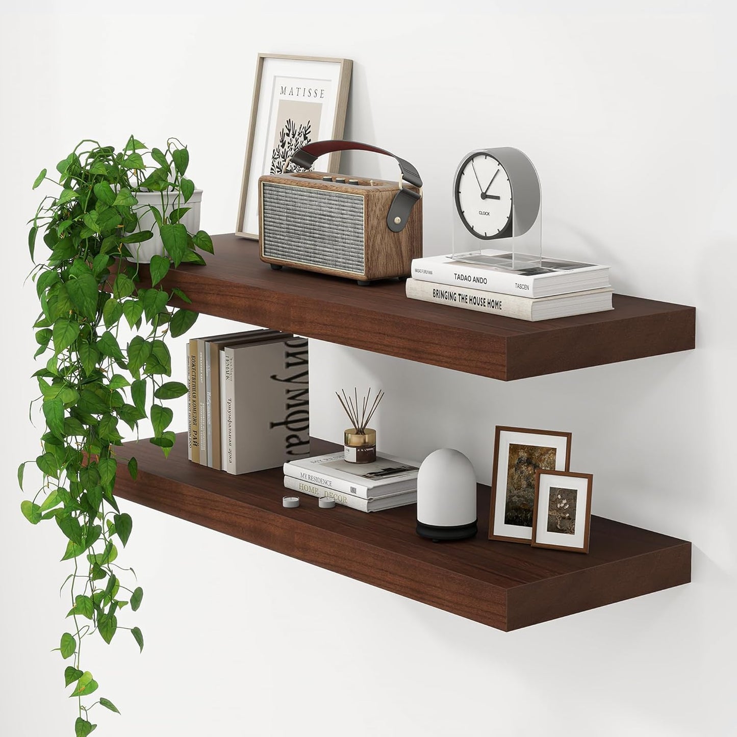 ShelfLoft 9.3 Inch Deep Rustic Farmhouse Fireplace Mantel Paulownia Wood Floating Shelves