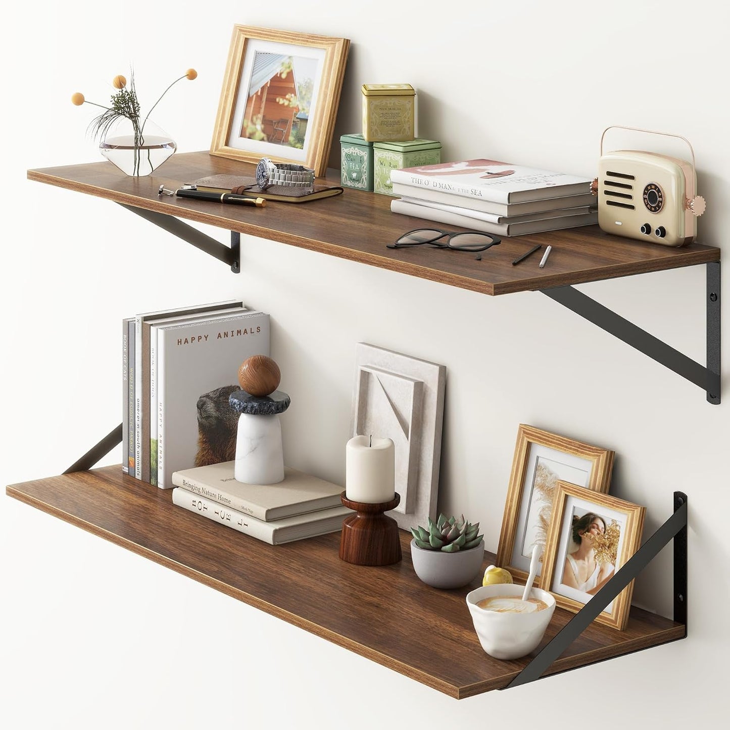 ShelfLoft 12 Inch Deep Wall Display&Storage Floating Shelves with Visible Brackets