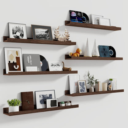 Shelfloft 5.5 Inch Deep Picture Ledge Shelf Floating Wall Display Shelves,Set of 6