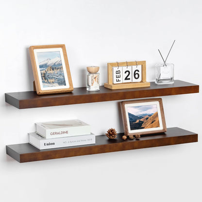 ShelfLoft 8"D x 1.6"H Walnut Wall Storage Floating Shelves