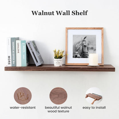 ShelfLoft 8"D x 1.3"H Primary Walnut Wood Wall Storage Floating Shelves