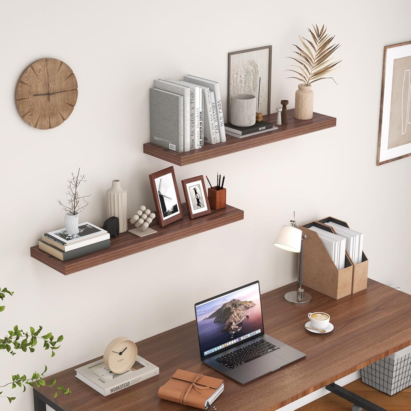 ShelfLoft 9.3"D x 1.5"H Walnut Floating Shelves for Wall Storage
