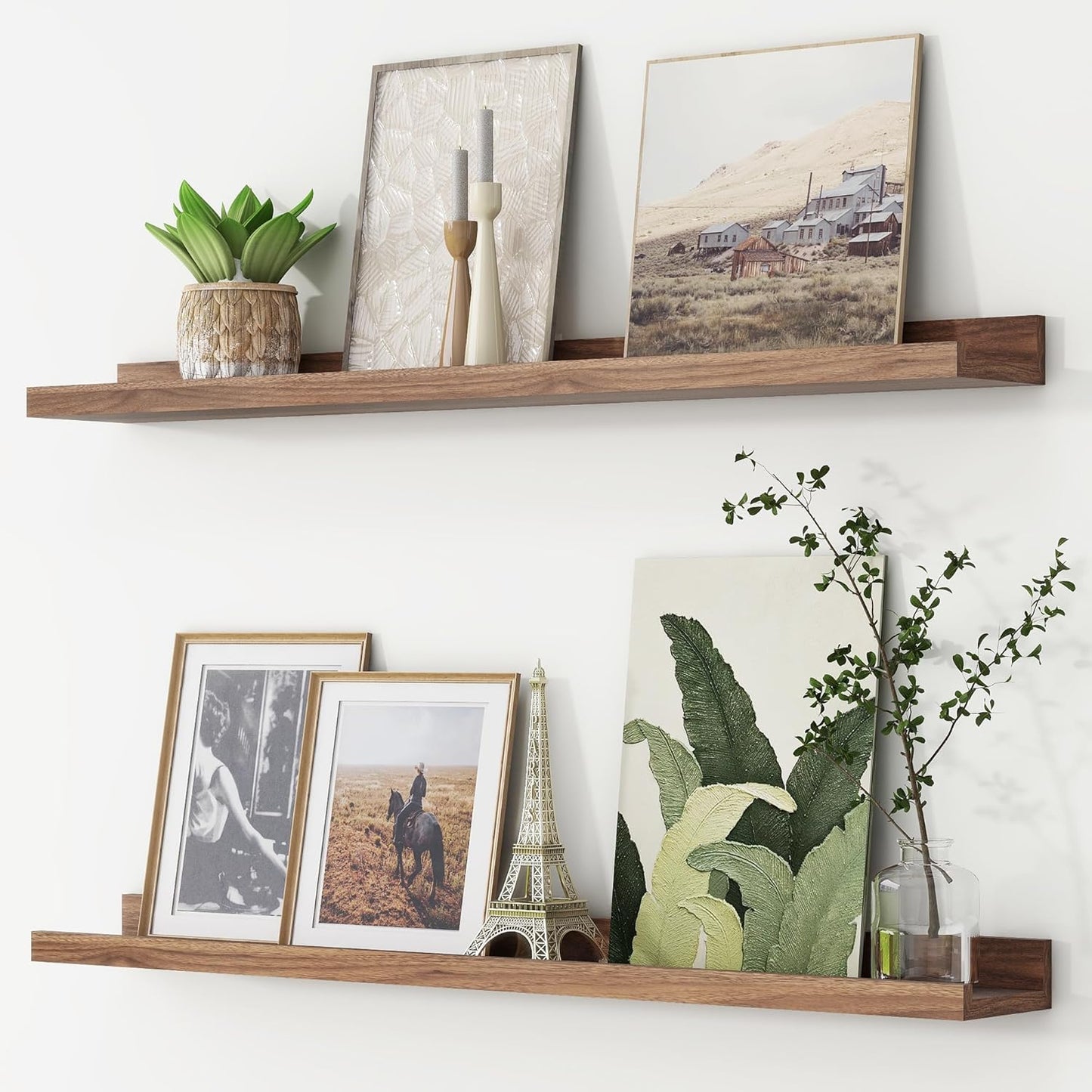 ShelfLoft 4.7"D x 2"H Walnut Picture Ledge Floating Shelves