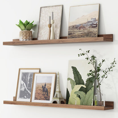 ShelfLoft 36" Wide x 4.7" Deep Picture Ledge Floating Shelves, Walnut-2 Pack