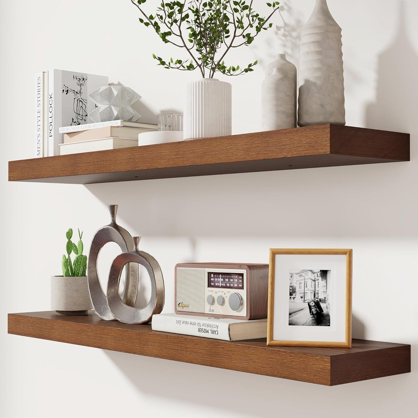 ShelfLoft 6.7 Inch Deep Paulownia Wood Wall Display Decor Floating Shelves