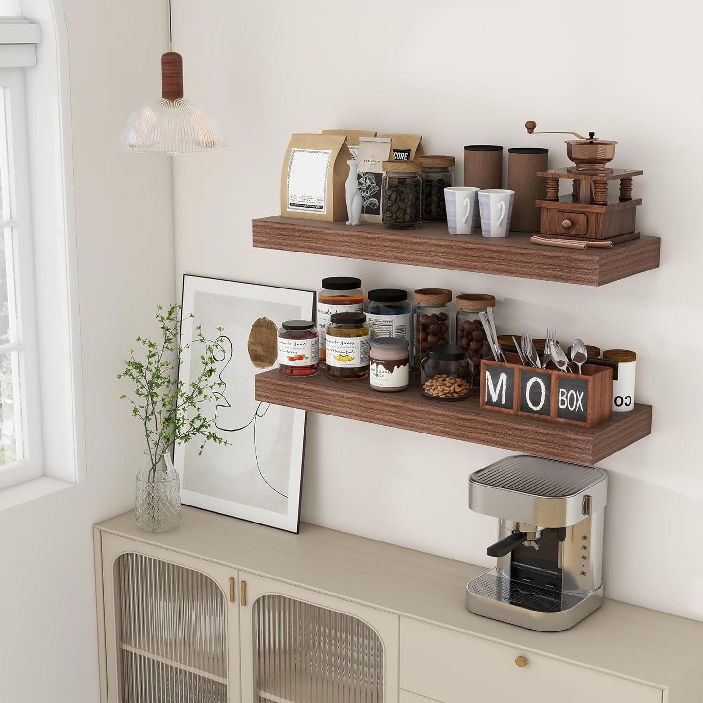 ShelfLoft 36"W x 11.6"D Walnut Floating Shelves for Wall Storage, 2 Pack