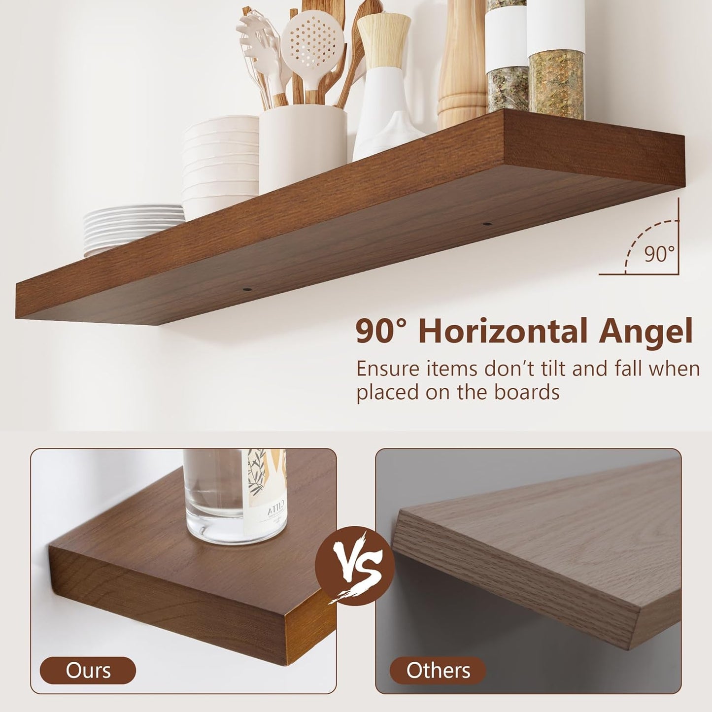 ShelfLoft 36" Wide x 6.7" Deep Paulownia Wood Wall Display Decor Floating Shelves, 2 Pack