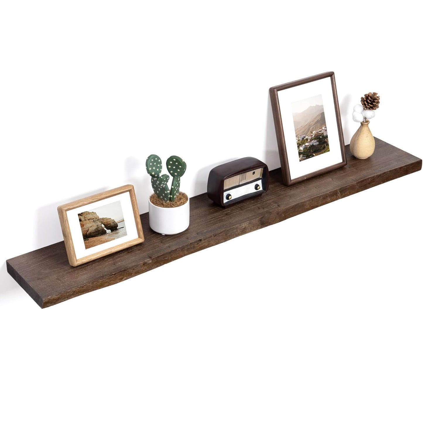ShelfLoft 8"D x 1.5"H 60lbs Walnut Solid Elm Wood Floating Shelves