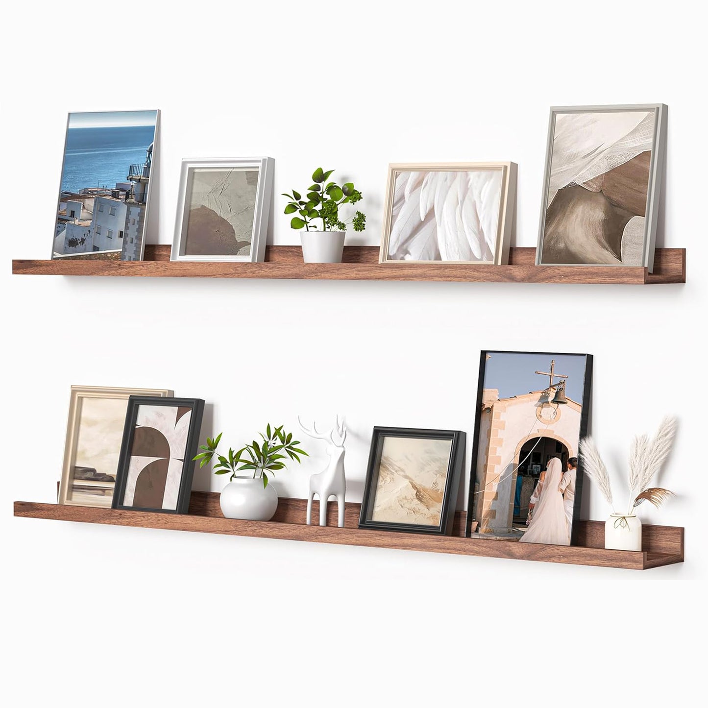 ShelfLoft 48" Wide x 4.5" Deep Picture Ledge Shelf Wall Floating Shelves with Lip,Set of 2