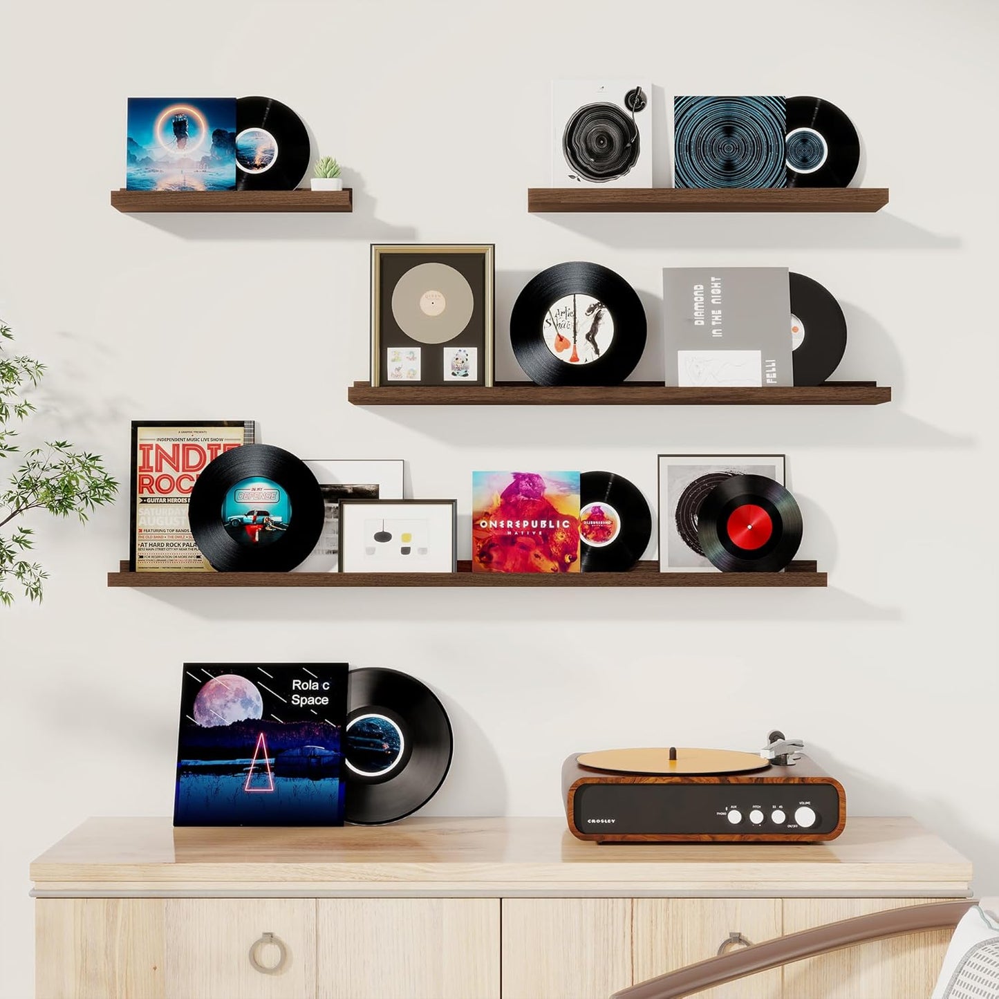 Shelfloft 5.5 Inch Deep Picture Ledge Shelf Floating Wall Display Shelves,Set of 6