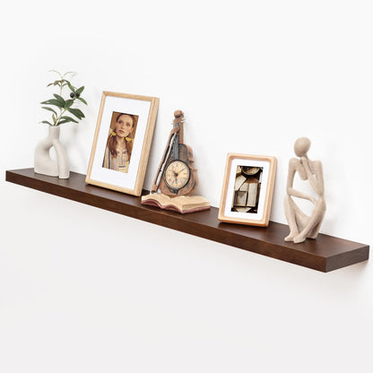 ShelfLoft 7 Inch Deep Pine Wood Floating Shelves,Set of 2