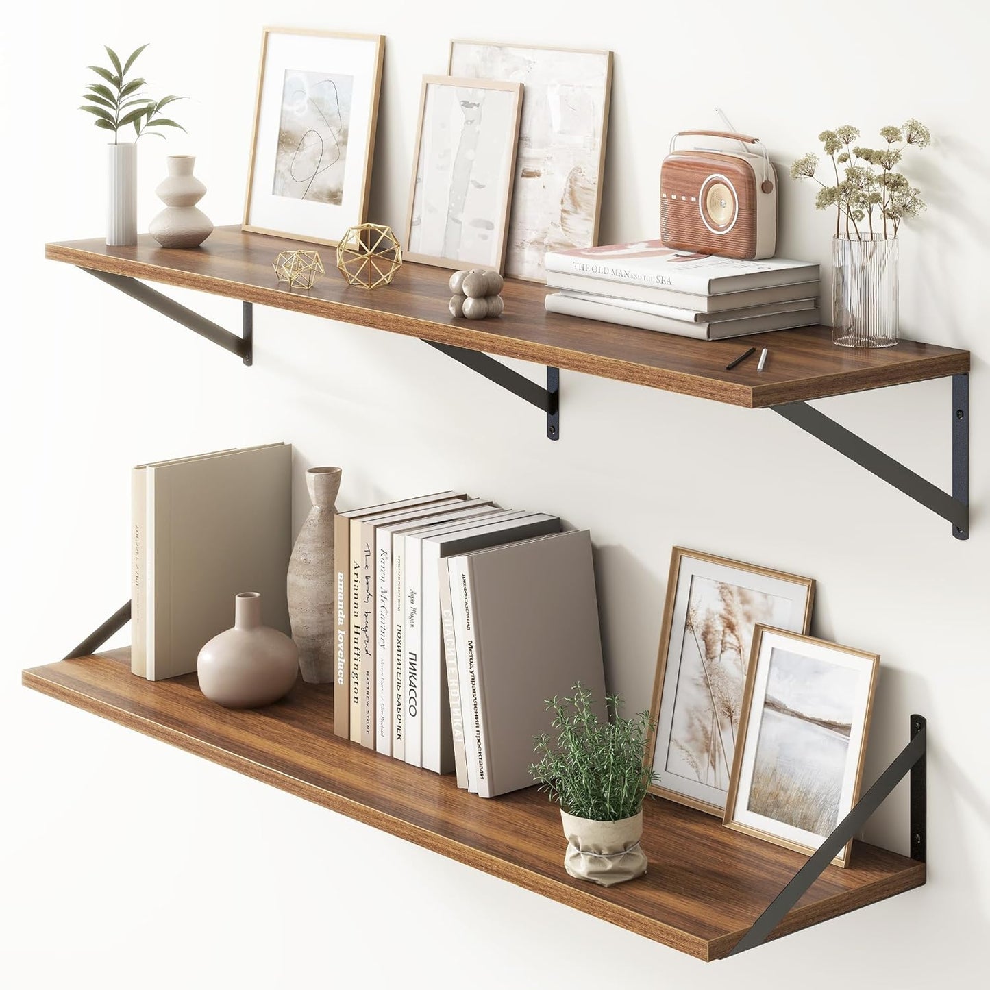 ShelfLoft 12 Inch Deep Wall Display&Storage Floating Shelves with Visible Brackets