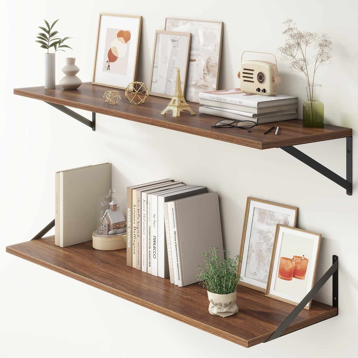 ShelfLoft 12 Inch Deep Wall Display&Storage Floating Shelves with Visible Brackets
