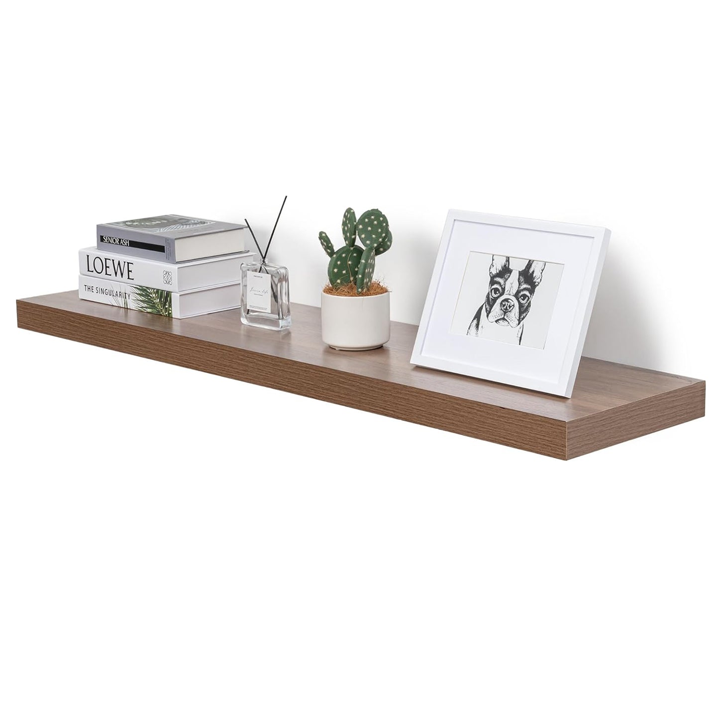 ShelfLoft 12"D x 2"H Walnut Wood Floating Shelves for Wall Decor & Storage