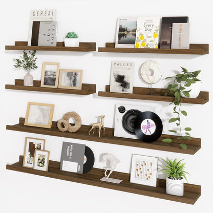 ShelfLoft 5.4 Inch Deep Picture Ledge Shelf Floating Wall Storage Shelves, Set of 6