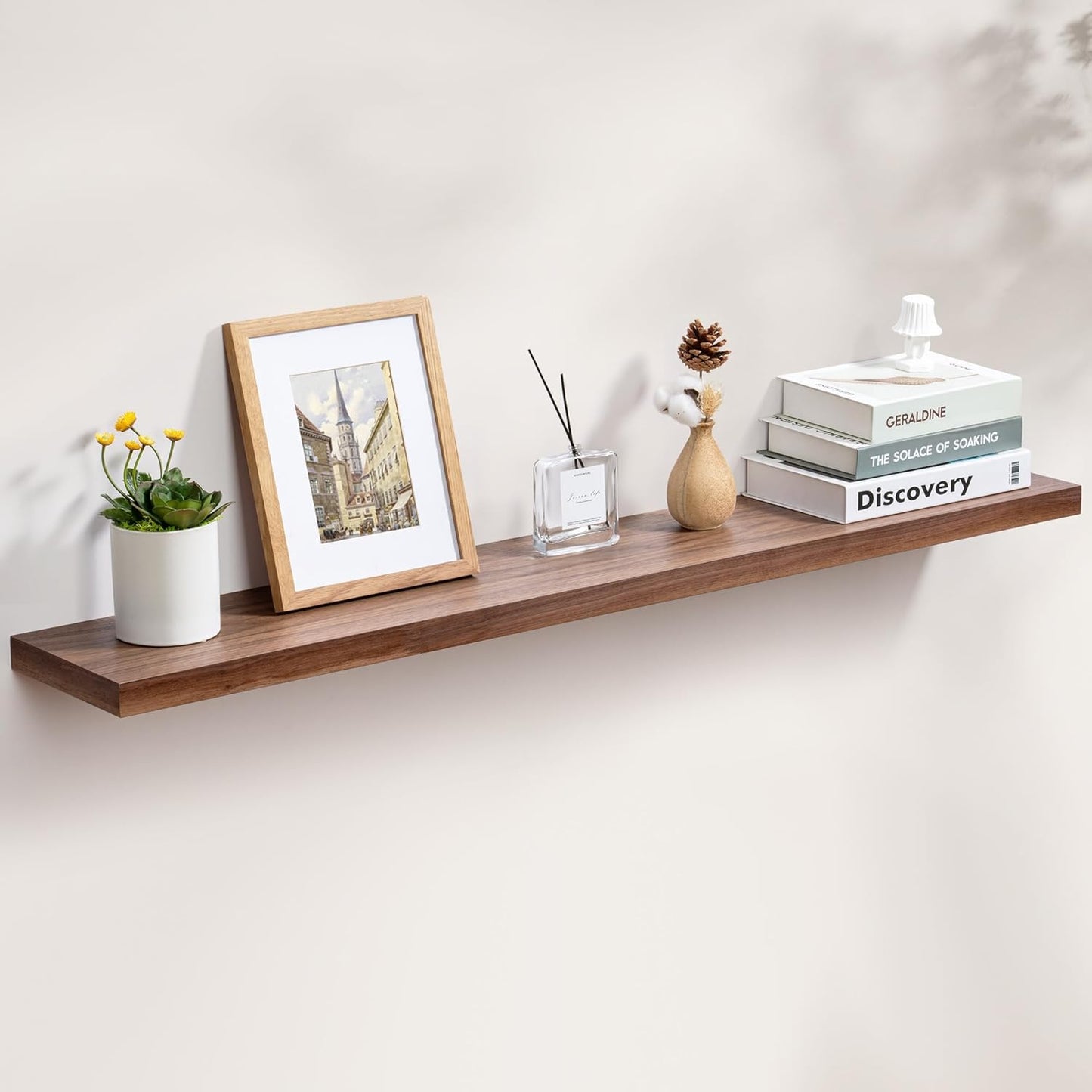 ShelfLoft 8 Inch Deep Walnut Wood Wall Storage Floating Shelves