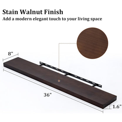 ShelfLoft 8"D x 1.6"H Walnut Wall Storage Floating Shelves