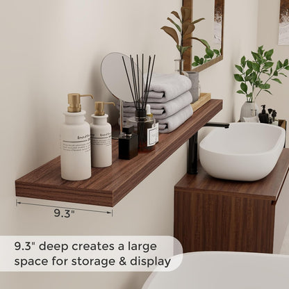 ShelfLoft 48" Wide x 9.3" Deep Floating Shelves for Wall Storage,Walnut-1 Pack
