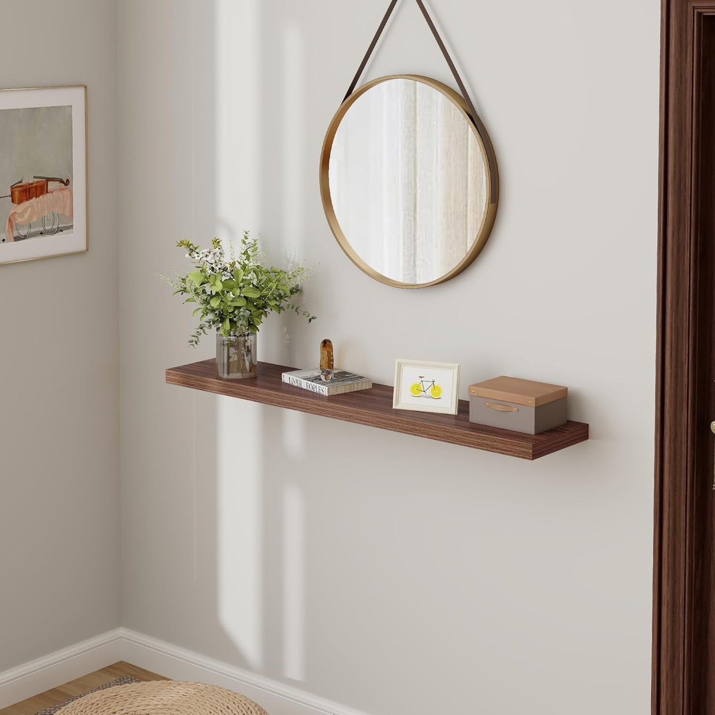 ShelfLoft 55" Wide x 9.3" Deep Floating Shelves for Wall Storage,Walnut-1 Pack