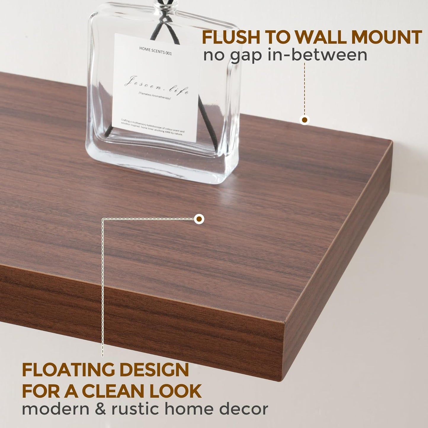 ShelfLoft 55" Wide x 9.3" Deep Floating Shelves for Wall Storage,Walnut-1 Pack