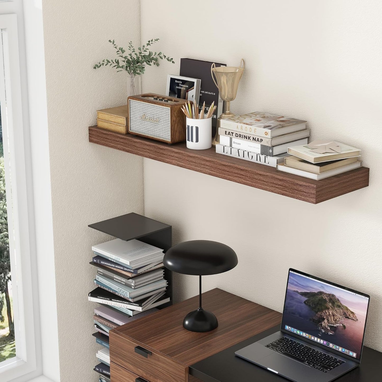 ShelfLoft 48"W x 11.6"D Walnut Floating Shelves Long Wall Display Shelf, 1 Pack