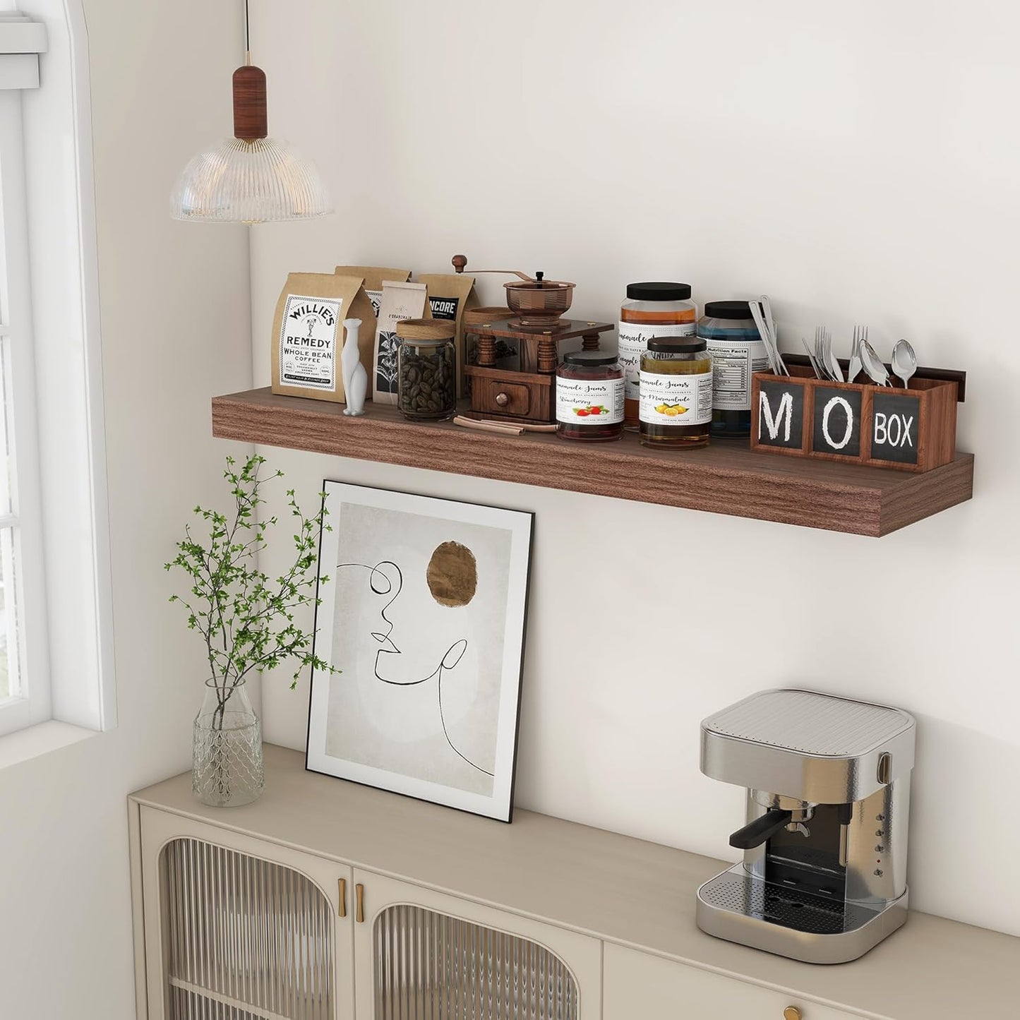 ShelfLoft 48"W x 11.6"D Walnut Floating Shelves Long Wall Display Shelf, 1 Pack