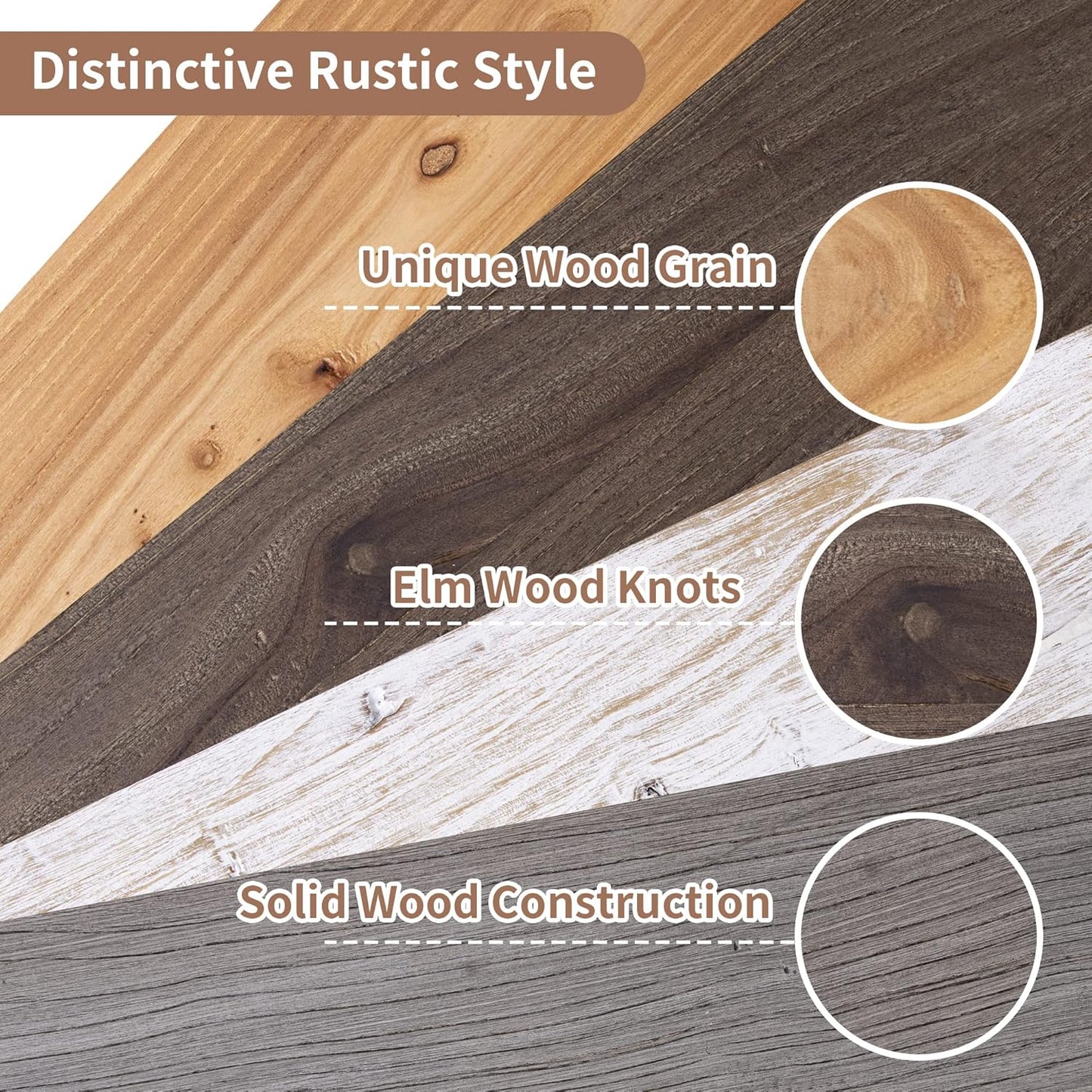 ShelfLoft 48"W x 8"D Rustic Solid Elm Wood Wall Shelves for Storage, Walnut-1 Pack