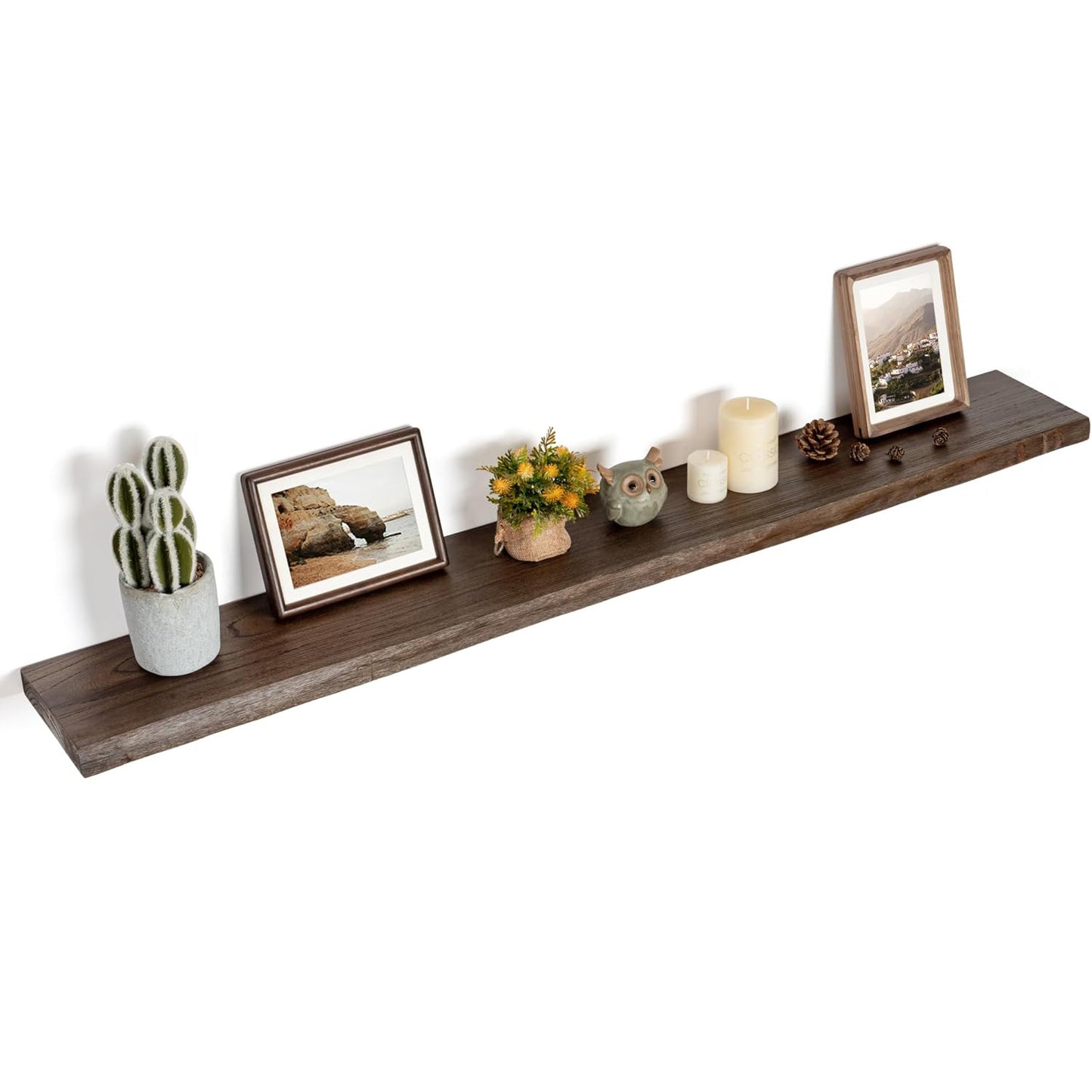 ShelfLoft 55"W x 8"D 60lbs Walnut Solid Elm Wood Floating Shelves,1 Pack