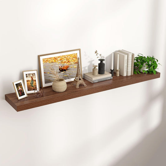 ShelfLoft 55"W x 10"D Walnut Floating Shelves for Wall Storage,1 Pack