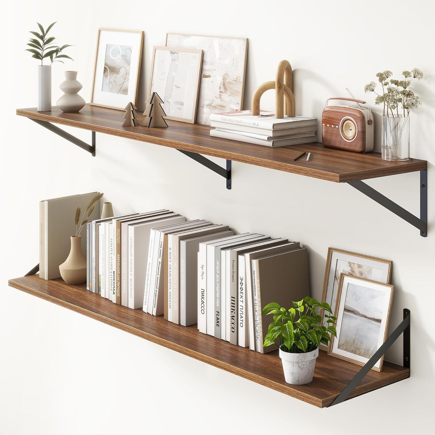 ShelfLoft 12 Inch Deep Wall Display&Storage Floating Shelves with Visible Brackets