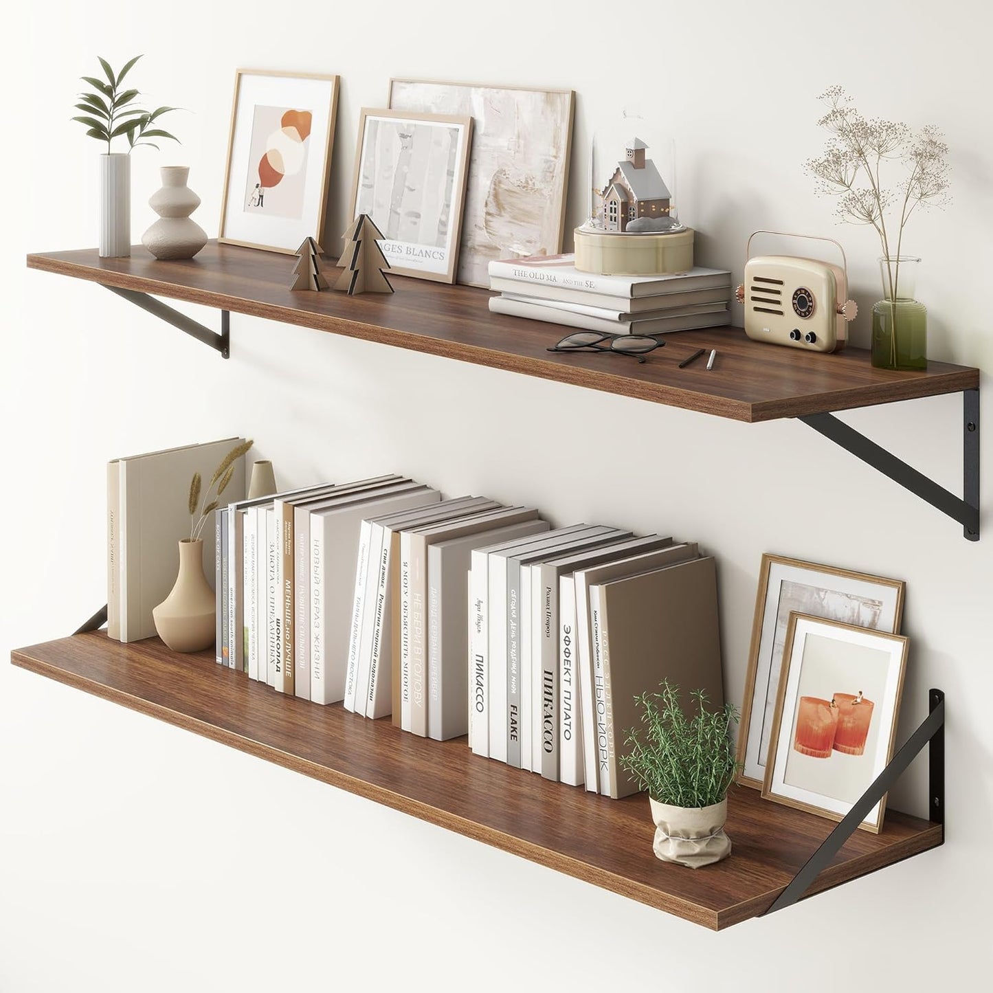 ShelfLoft 12 Inch Deep Wall Display&Storage Floating Shelves with Visible Brackets