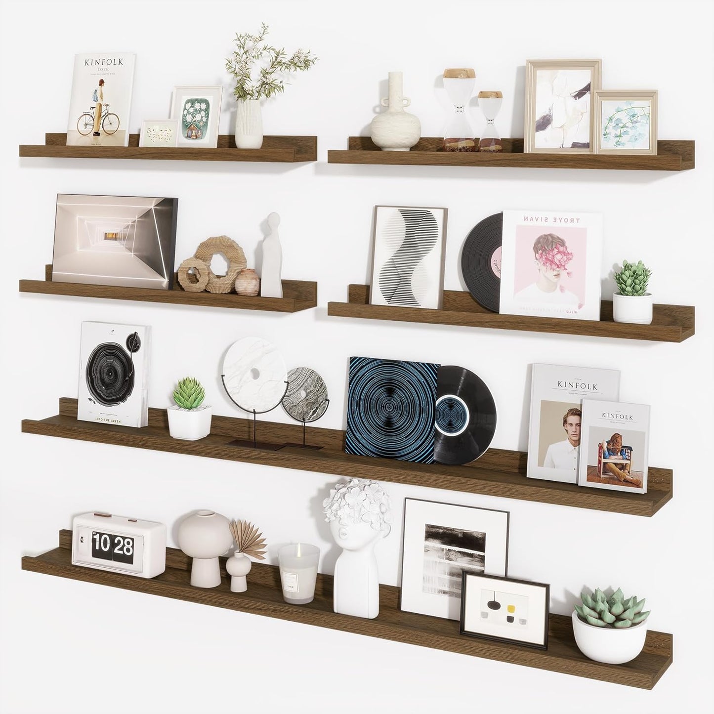 ShelfLoft 5.4 Inch Deep Picture Ledge Shelf Floating Wall Storage Shelves, Set of 6