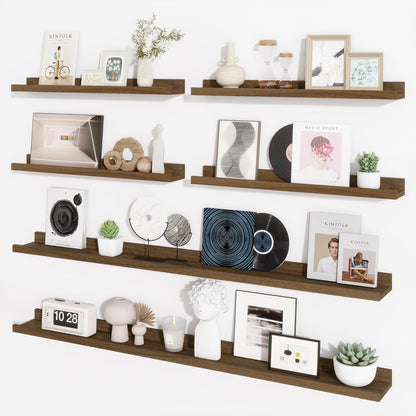 ShelfLoft 5.4 Inch Deep Picture Ledge Shelf Floating Wall Storage Shelves, Set of 6