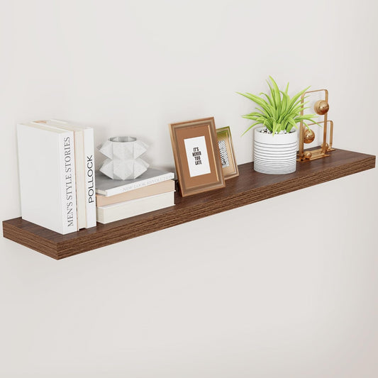 ShelfLoft 55" Wide x 9.3" Deep Floating Shelves for Wall Storage,Walnut-1 Pack