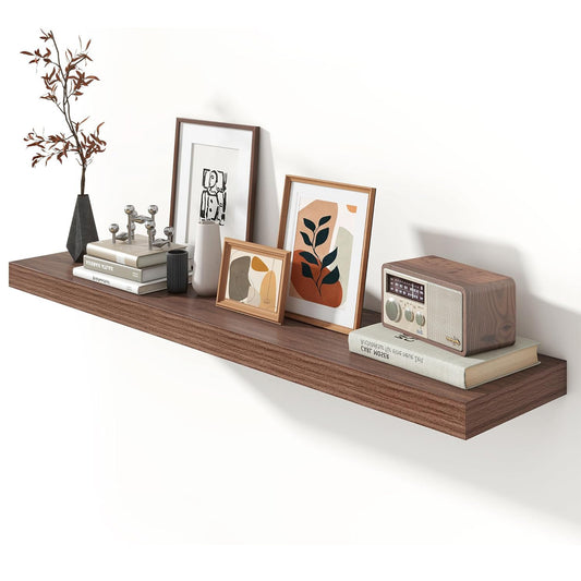 ShelfLoft 55"W x 11.6"D Walnut Floating Shelves Long Wall Display Shelf, 1 Pack