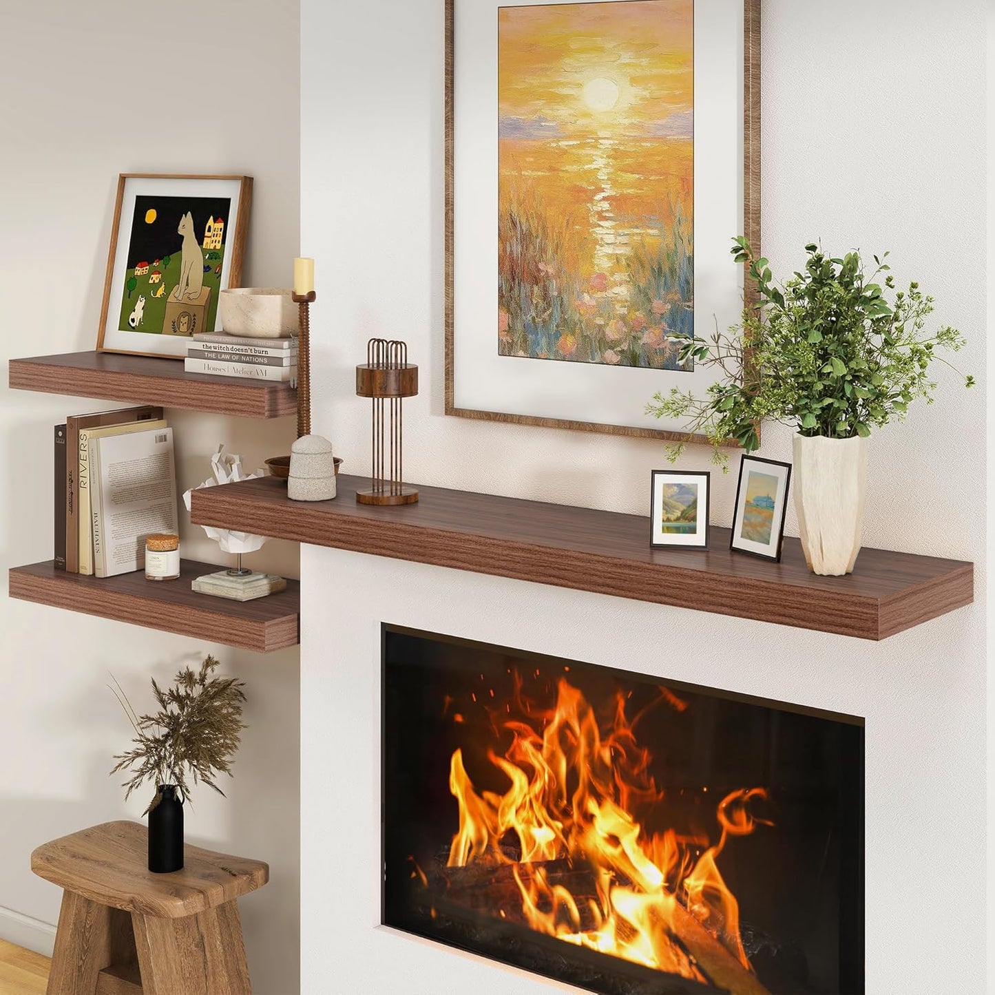 ShelfLoft 55"W x 11.6"D Walnut Floating Shelves Long Wall Display Shelf, 1 Pack