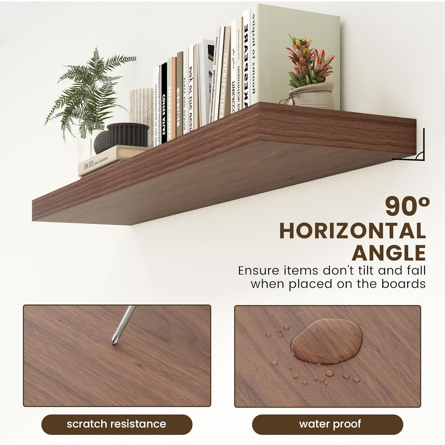 ShelfLoft 55"W x 11.6"D Walnut Floating Shelves Long Wall Display Shelf, 1 Pack