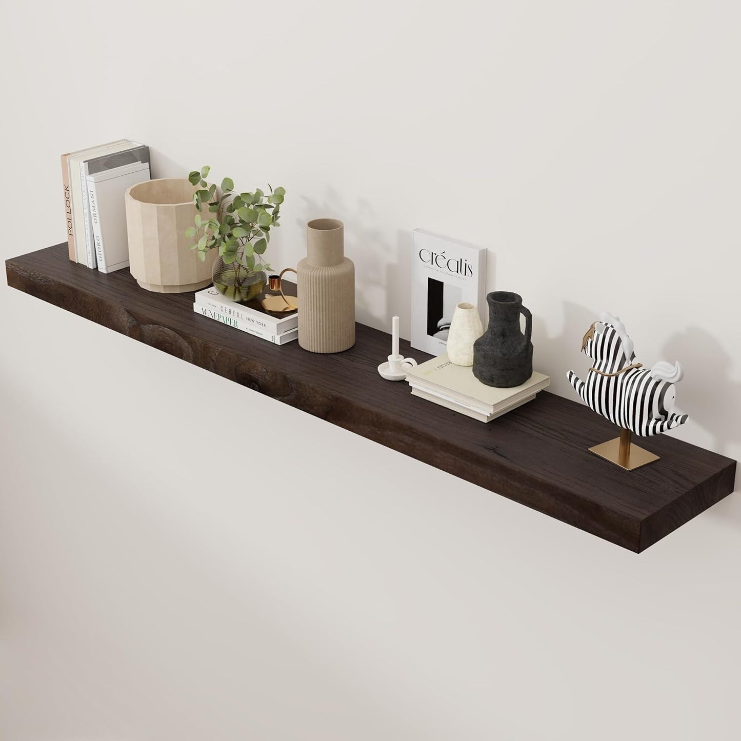ShelfLoft 8"D x 1.5"H Rustic Walnut Solid Elm Wood Wall Shelves for Storage