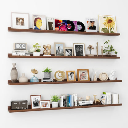 ShelfLoft 5.5"D x 2"H Walnut Picture Ledge Shelf Wall Display Floating Shelves with Lip