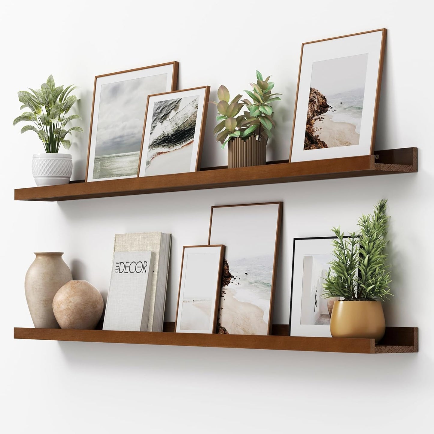 ShelfLoft 5.5 Inch Deep Pine Wood Picture Ledge Shelf Wall Shelves with Lip