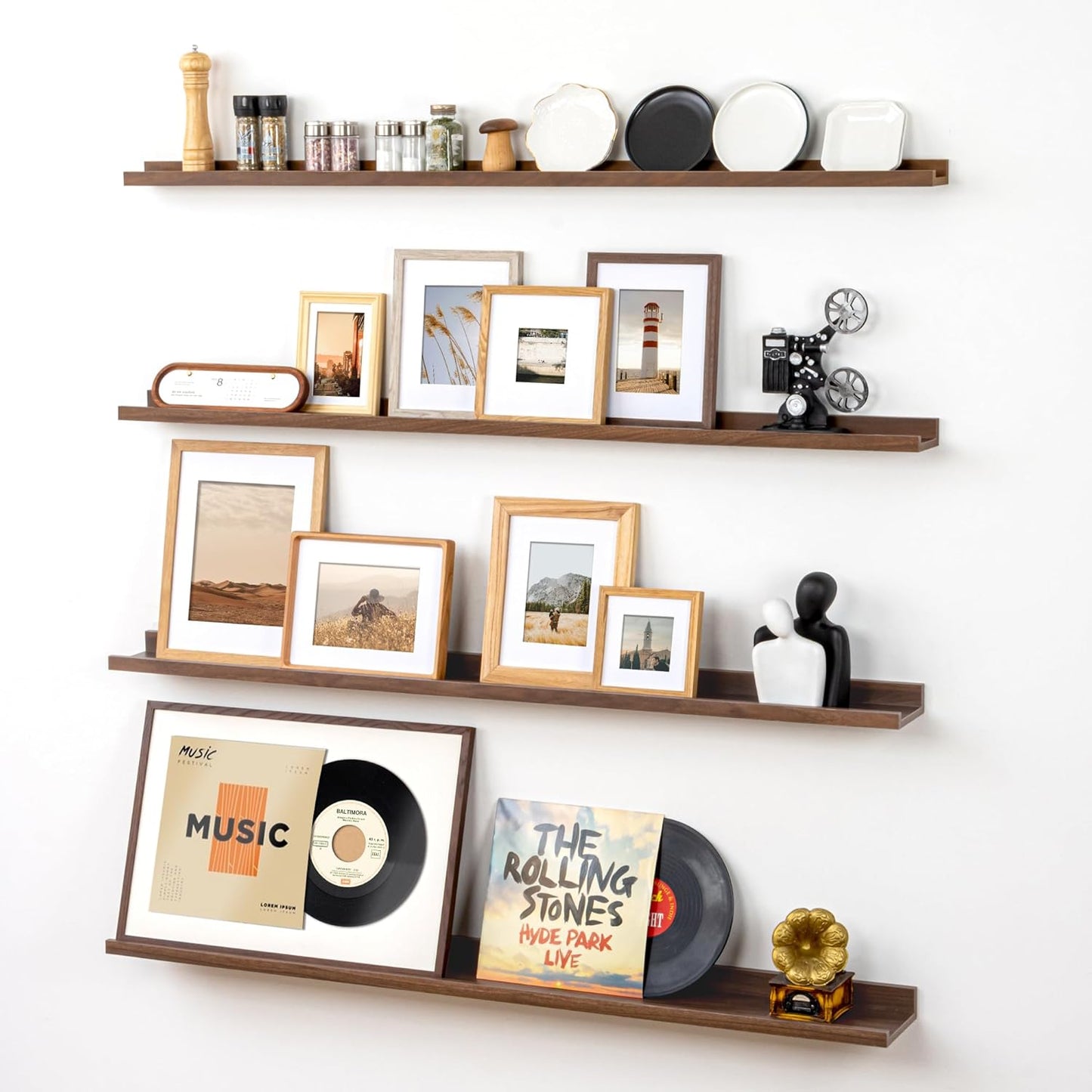 ShelfLoft 6.25 Inch Deep Picture Ledge Floating Shelves for Wall Storage,Set of 4