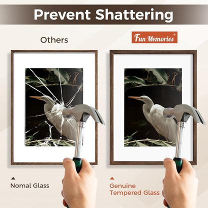 Shelfloft 15 Sizes Walnut Wooden Poster Frames Picture Frame for Wall with Tempered Glass