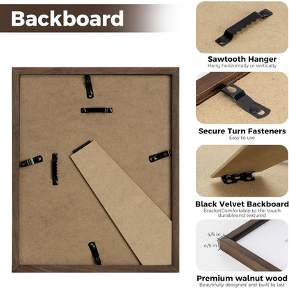 Shelfloft 15 Sizes Walnut Wooden Poster Frames Picture Frame for Wall with Tempered Glass